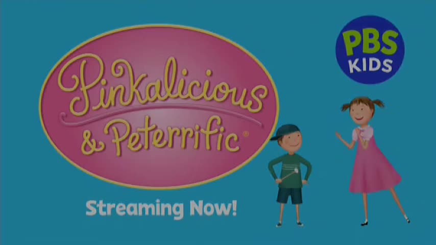 The title "Pinkalicious & Peterriffic" curves above two cartoon children, with "Streaming Now!" written below. A PBS Kids logo sits in the corner, likely on 10 Bold in Australia.
