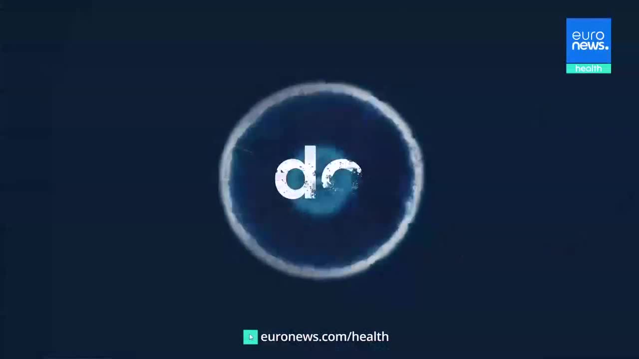 A white "dc" logo pulses within a dark blue, circular graphic. The Euronews health logo is in the top right corner.