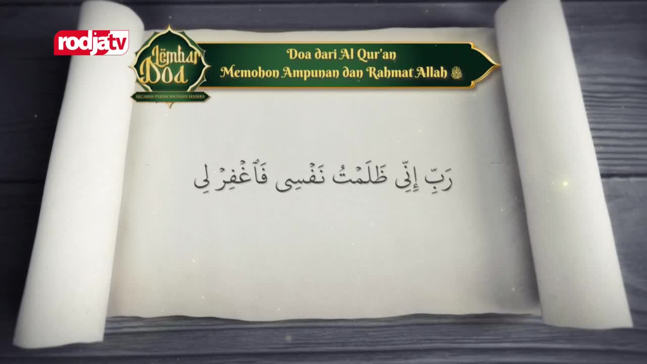 A scroll unfurls, revealing Arabic script. The Rodja TV logo is visible in the upper left corner.