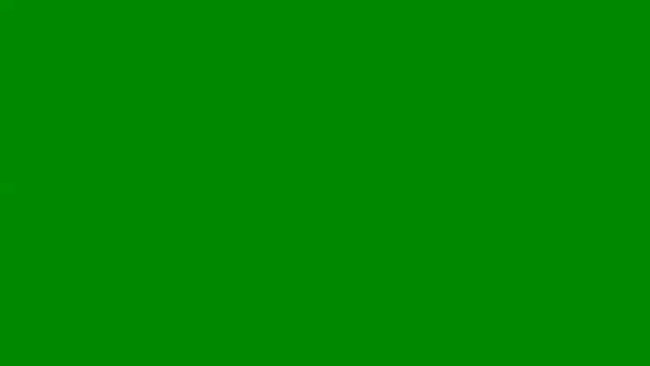 The bright green screen fills the entire view. No action or objects are visible.