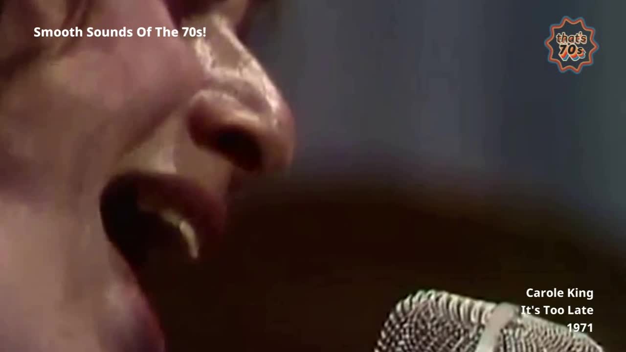 A woman's mouth opens in song, her voice reaching out from the microphone. The text "Smooth Sounds Of The 70s!" floats above, hinting at the era and the music.