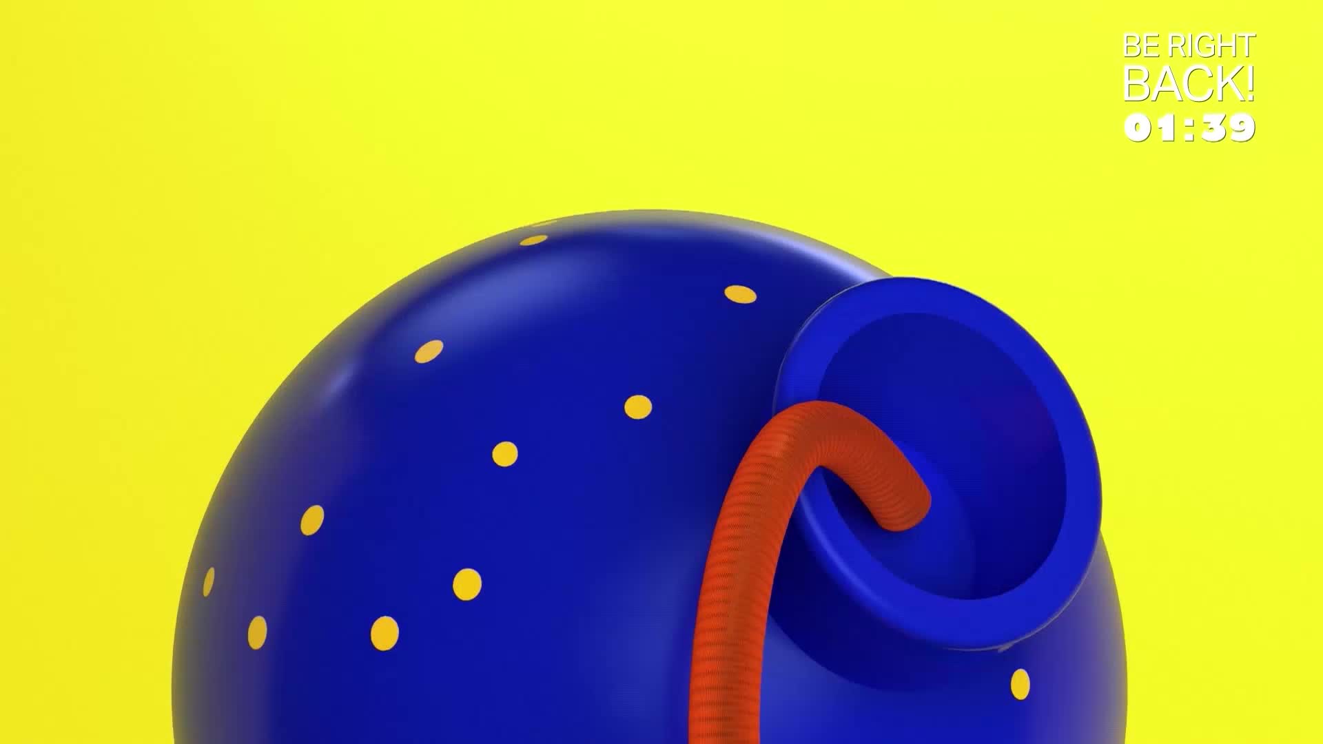 A bright blue, star-spangled sphere dominates the foreground, with a red, ribbed tube curving into a blue opening. A timer counts down from 01:39 in the top right corner.