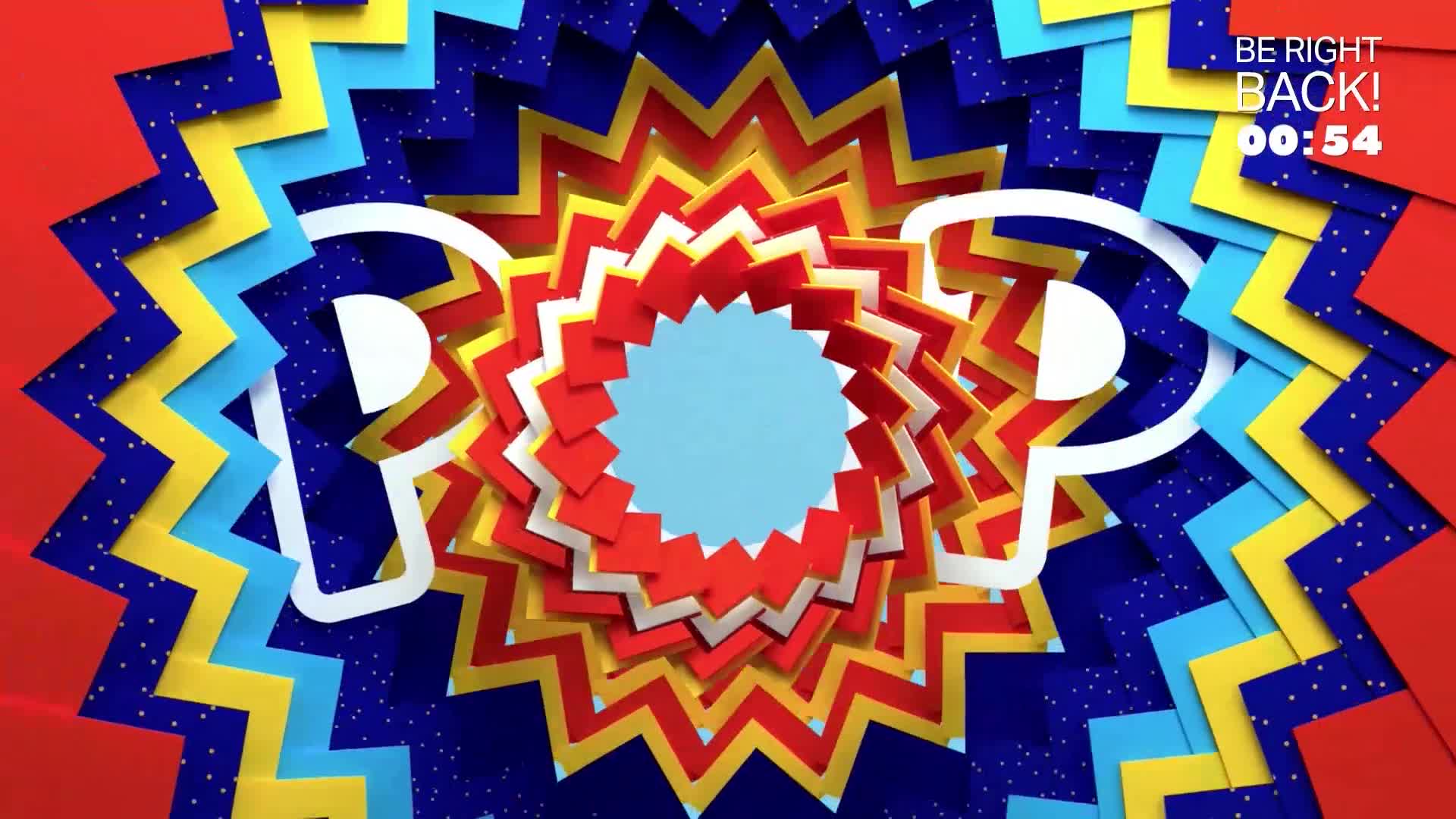The word "POP" is emblazoned in white across a vibrant, layered background of red, yellow, and blue zigzags. A timer in the top right corner counts down from 00:54.