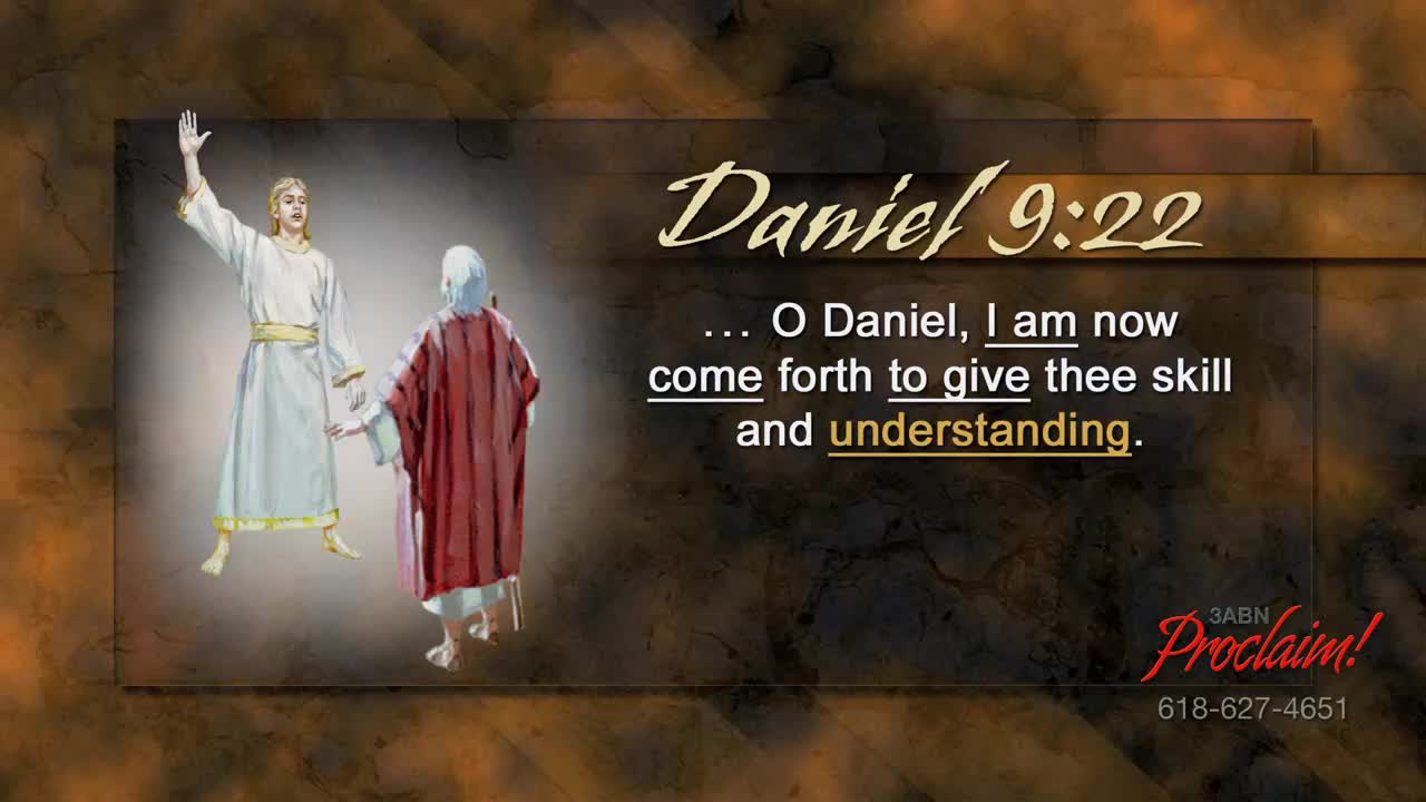 A figure in white robes raises a hand, as if speaking to another person draped in red. The 3ABN Proclaim! Network logo sits in the corner, alongside a Bible verse.
