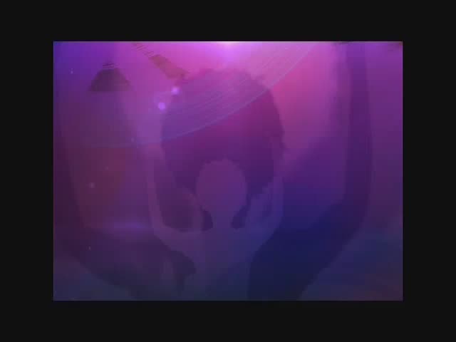 A silhouette of a person with raised arms is centered against a gradient of purple and pink. Faint shapes suggest a DJ setup, possibly a music video on BET Soul.
