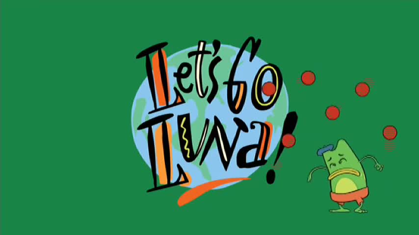 The words "Let's Go IWA!" float above a cartoon Earth, while a dejected green creature looks on. A scattering of red dots drifts around the scene, possibly a promo for 10 Bold in Australia.
