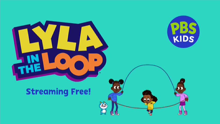 The "Lyla in the Loop" logo, which is streaming free on 10 Bold in Australia, sits above three animated kids skipping rope. A blue cat watches from the side.
