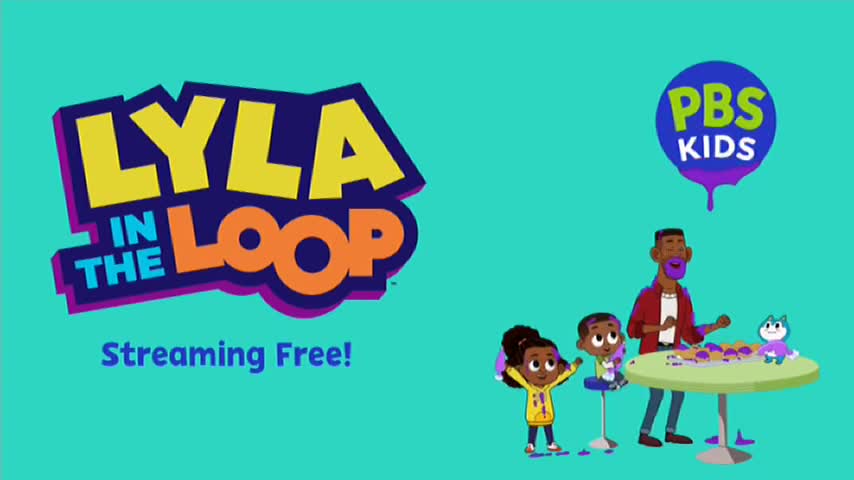 The logo for "Lyla in the Loop" is front and center, with the PBS Kids logo above a family gathered around a table. It looks like something you might see on 10 Bold in Australia.
