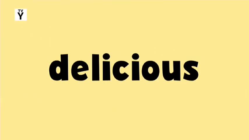 The word "delicious" in bold black letters sits centered on a pale yellow screen. A small "TV Y" logo is in the top left corner, likely from Australia's 10 Bold.

