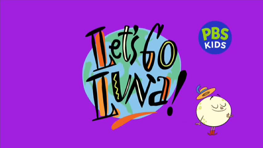 A cartoon moon with a hat and boots smiles beside the "Let's Go Luna!" logo. The PBS Kids logo sits in the top right corner, all against a bright purple background.
