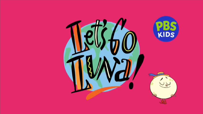 The title "Let's Go Luna!" is sprawled across a globe, with a smiling moon character in the corner. A PBS Kids logo sits next to the moon, all set against a bright pink background, likely on 10 Bold.
