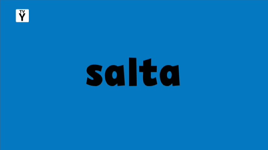 The word "salta" in a bold, black font sits prominently against a bright blue background. A TV-Y rating logo appears in the upper left corner, likely indicating a program on Australia's 10 Bold.
