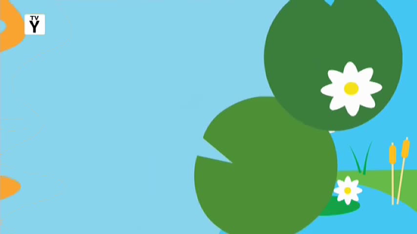 A pond scene is depicted with green lily pads and white flowers. The TV-Y rating from Australia's 10 Bold channel is in the corner.
