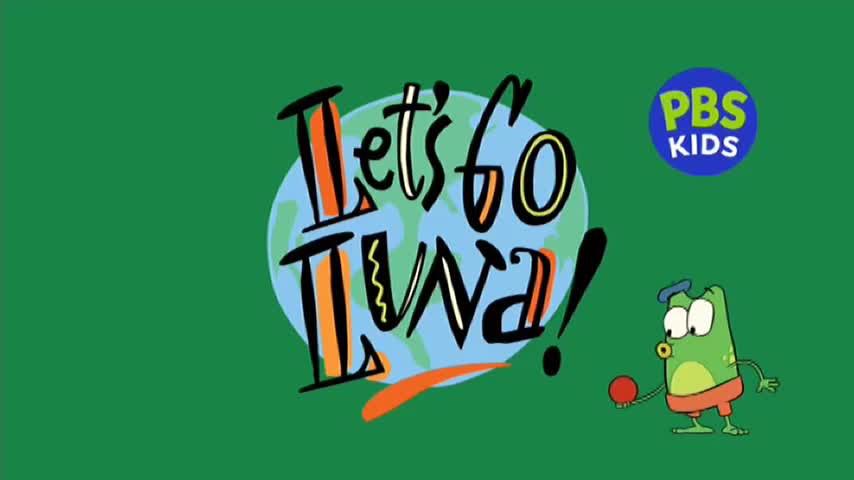 Against a green background, the words "Let's Go Luna!" are emblazoned, with a cartoon frog holding a red ball nearby. The PBS Kids logo sits in the upper right corner, ready for the next episode on 10 Bold in Australia.
