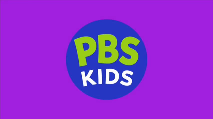 The bright purple background is interrupted by a blue circle. Inside the circle, green letters spell "PBS" above white letters that spell "KIDS."