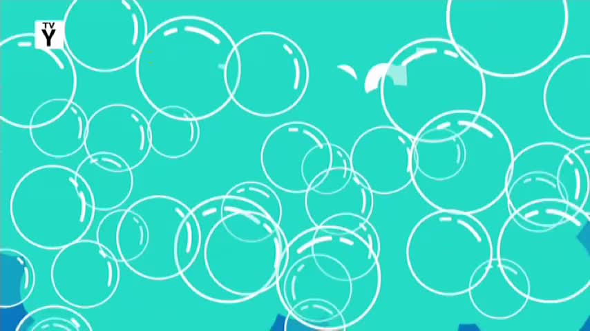 White outlines of bubbles drift across a bright turquoise background. A small "TV Y" logo sits in the top left corner, hinting at the 10 Bold broadcast.