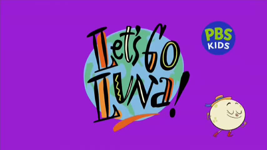 The words "Let's Go Luna!" appear in bold, colourful lettering over a depiction of Earth. A small, smiling moon character in a hat and boots dances to the right of the text.
