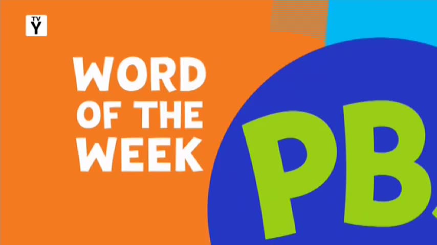 White letters spell out "WORD OF THE WEEK" on an orange background. To the right, a large blue circle contains the green letters "PB". White letters spell out "WORD OF THE WEEK" on an orange background. To the right, a large blue circle contains the green letters "PB".