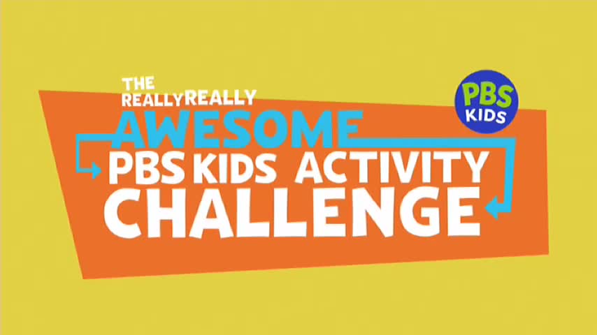 The "PBS KIDS Activity Challenge" logo is displayed in bold white lettering against an orange banner. A blue arrow loops around the text, framing the words "PBS KIDS ACTIVITY CHALLENGE."