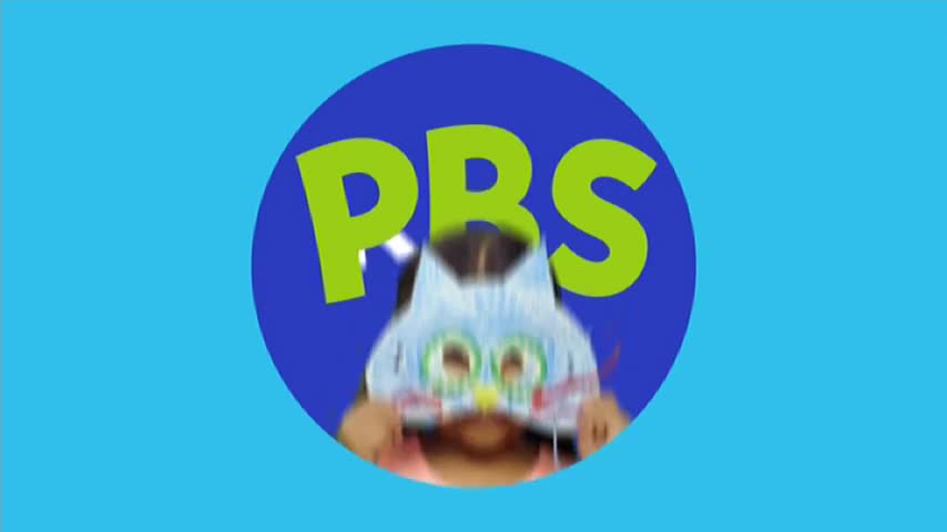 A child holds up a colourful, owl-like mask, obscuring their face. The bright green PBS logo floats behind them. A child holds up a colourful, owl-like mask, obscuring their face. The bright green PBS logo floats behind them.