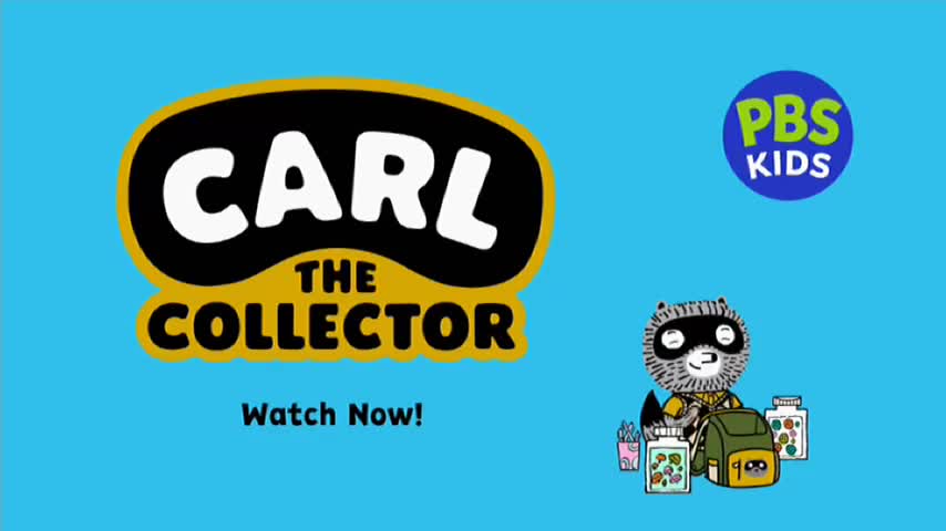 A cartoon badger wearing a yellow vest and a green backpack stands beside jars filled with colourful objects. The words "CARL THE COLLECTOR" are displayed prominently in large, bold lettering.