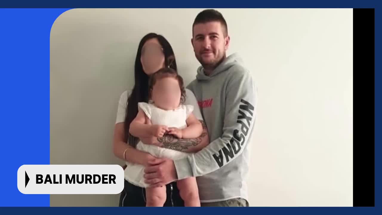 A man and woman stand with a baby, their faces obscured. The text "BALI MURDER" appears in a white box on the left.