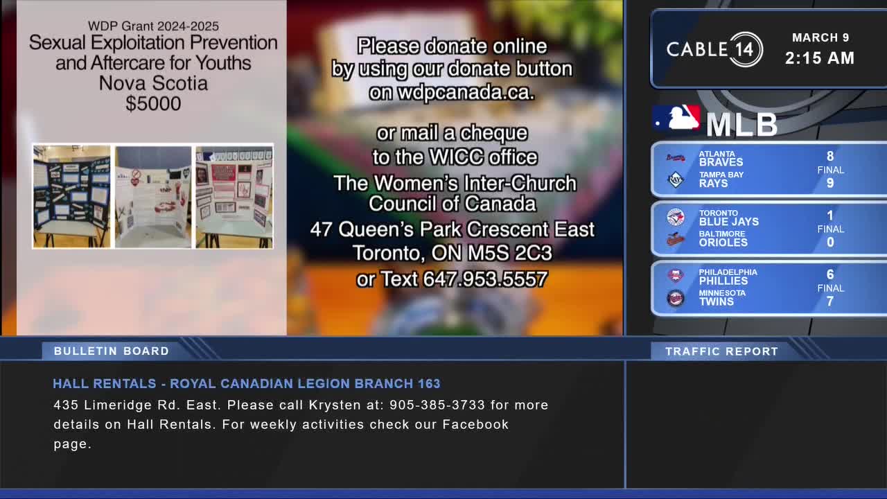 The Toronto Blue Jays just lost to the Baltimore Orioles, 1-0. The Cable 14 Hamilton clock shows it's 2:15 AM.