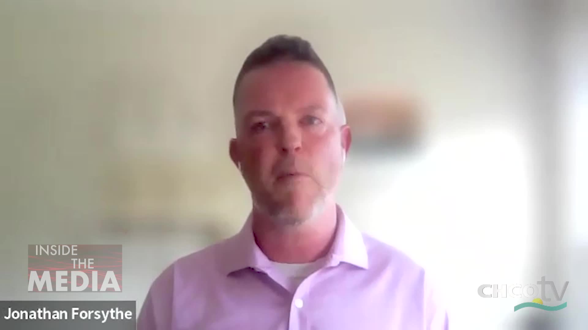A man with short hair and a light purple shirt speaks directly to the camera. The CHCO-TV logo appears in the lower right corner.