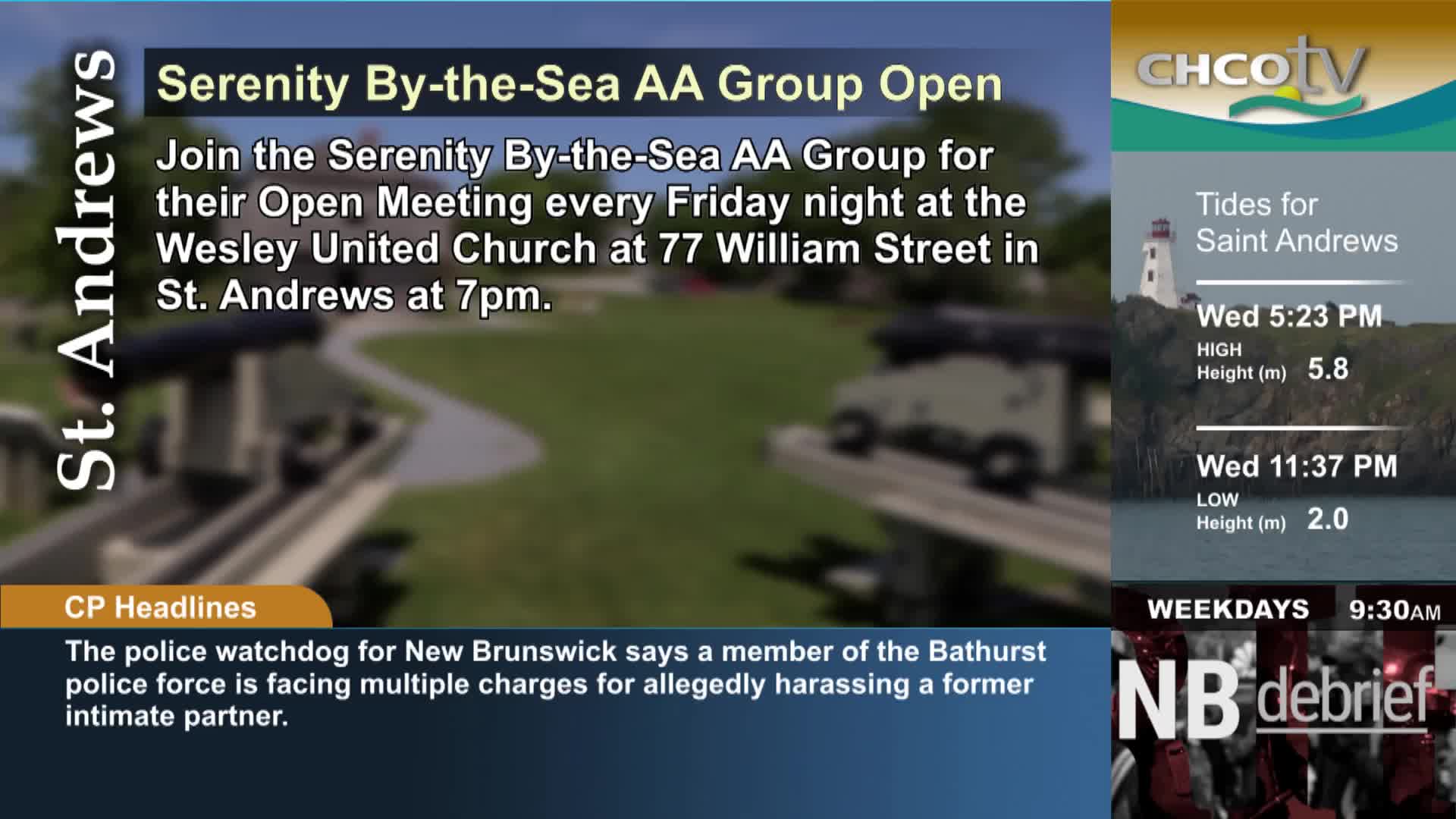 A vintage car sits on display in front of a grassy lawn. The CHCOtv logo is visible in the upper right corner.