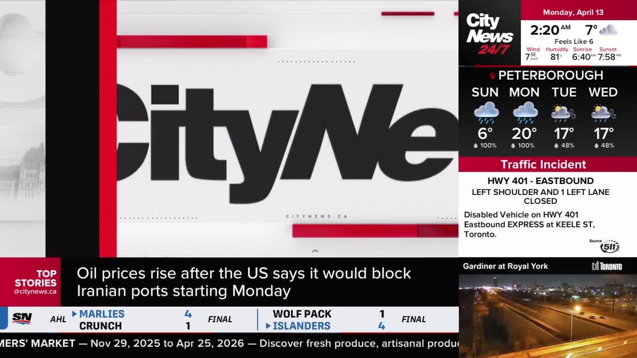 A disabled vehicle on Highway 401 eastbound has closed the left shoulder and one left lane. Traffic is backed up at Keele Street in Toronto. A disabled vehicle on Highway 401 eastbound has closed the left shoulder and one left lane. Traffic is backed up at Keele Street in Toronto.