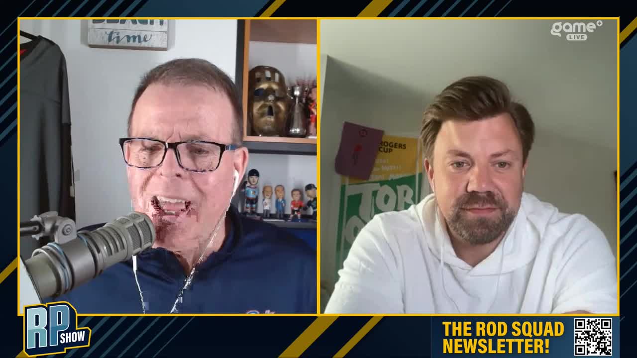 On the left, a man with glasses leans into a microphone, speaking animatedly. To his right, another man in a white hoodie looks directly at the camera. A Game+ logo appears in the top right corner. On the left, a man with glasses leans into a microphone, speaking animatedly. To his right, another man in a white hoodie looks directly at the camera. A Game+ logo appears in the top right corner.