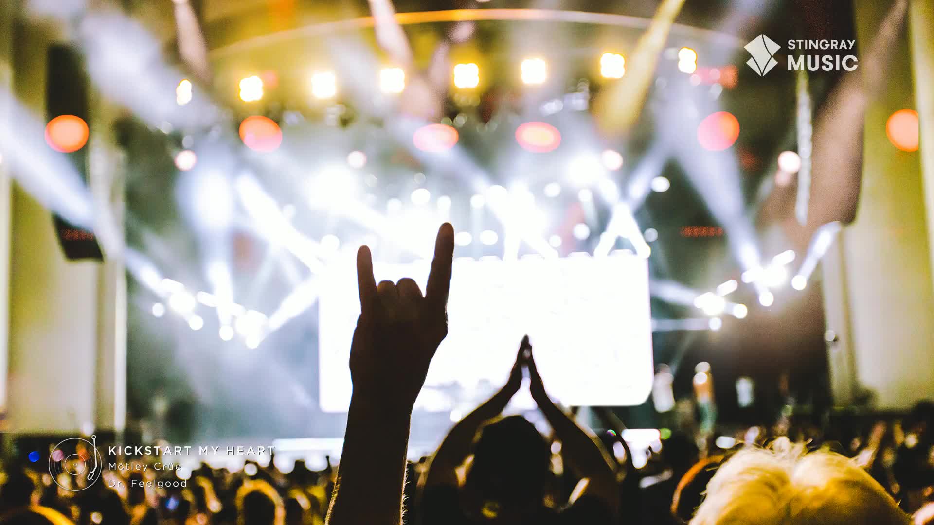 The crowd roars as a hand flashes the devil horns in front of a blinding stage.  Stingray Music is broadcasting this classic rock anthem from somewhere in Canada.