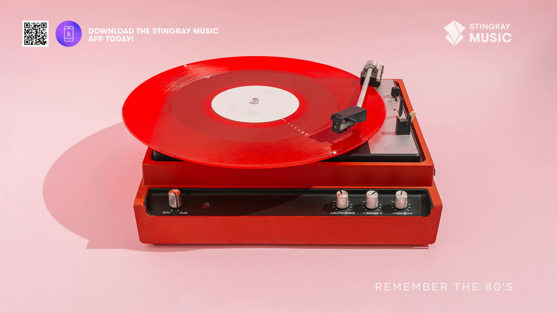 A bright red record spins on a vintage turntable, its needle poised to play a song from the 80s. This is the sound of Stingray Music, a Canadian company that brings back those classic tunes.