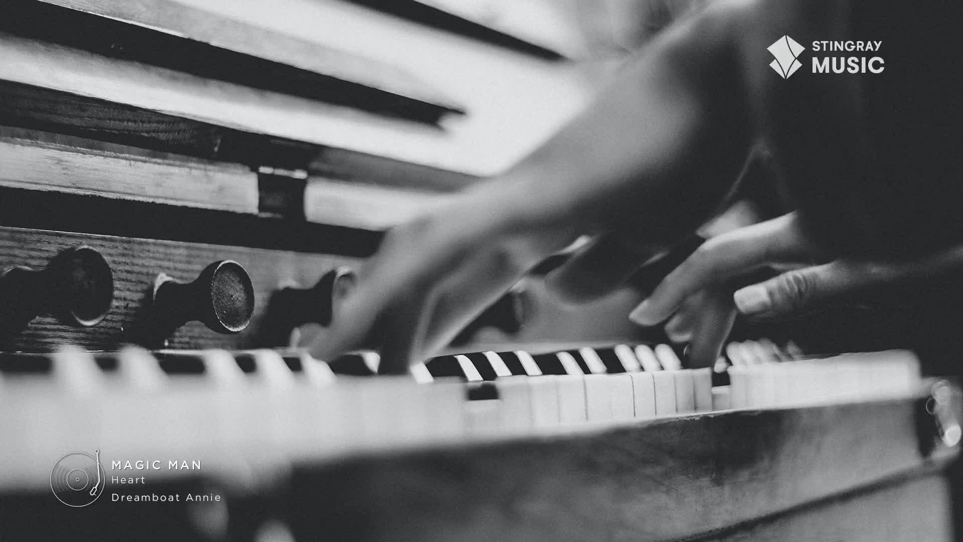 Fingers dance across the keys of an old-fashioned organ, the black and white notes blurring slightly. The music of Heart's "Magic Man" from the 70s fills the room, a Stingray Flashback from Canada.
