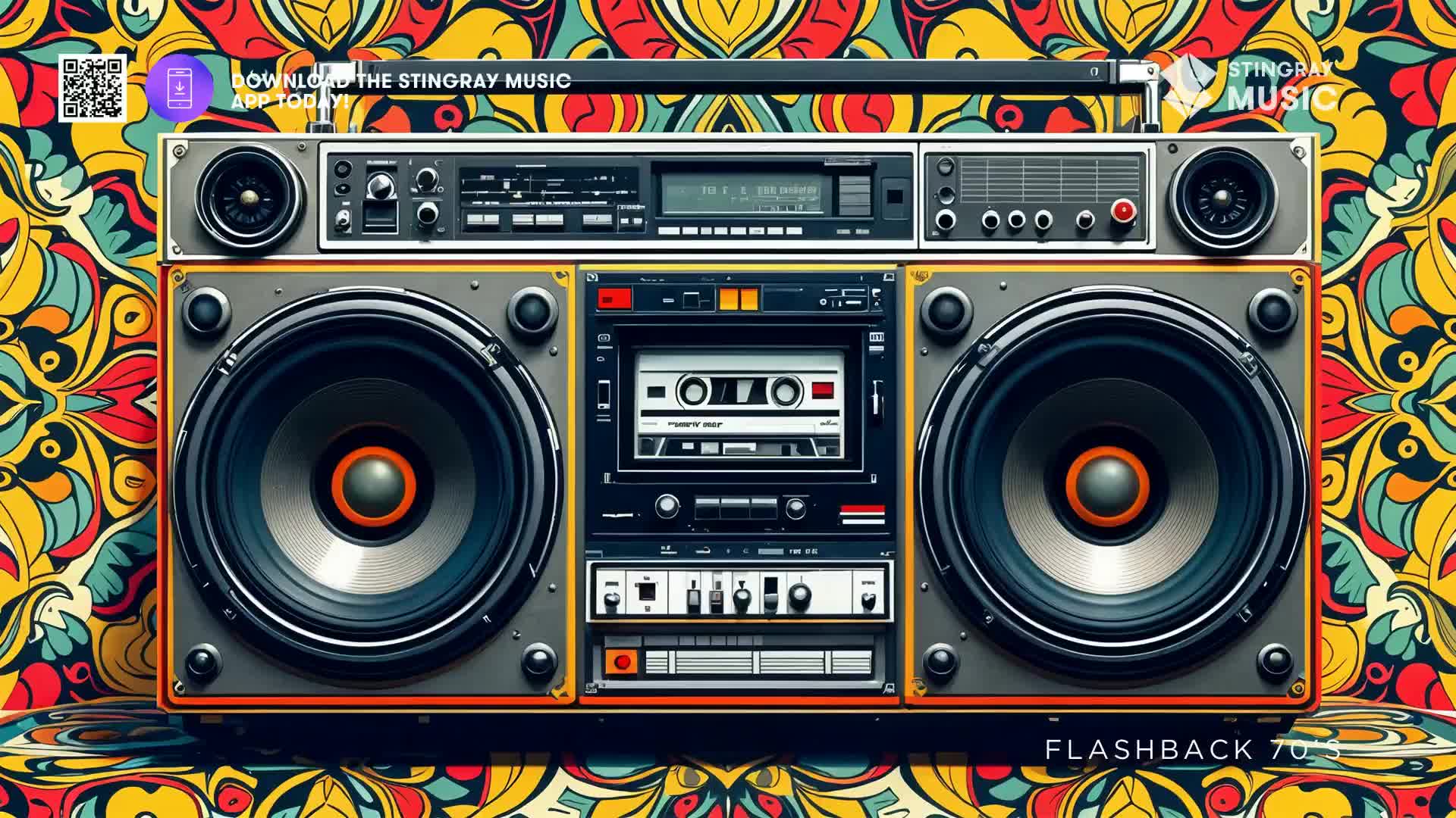 A retro boombox, the kind you'd see blasting tunes in Canada during the Stingray Flashback 70's, sits centered against a vibrant, patterned backdrop. The speakers look ready to pump out some serious volume.
A retro boombox, the kind you'd see blasting tunes in Canada during the Stingray Flashback 70's, sits centered against a vibrant, patterned backdrop. The speakers look ready to pump out some serious volume.
