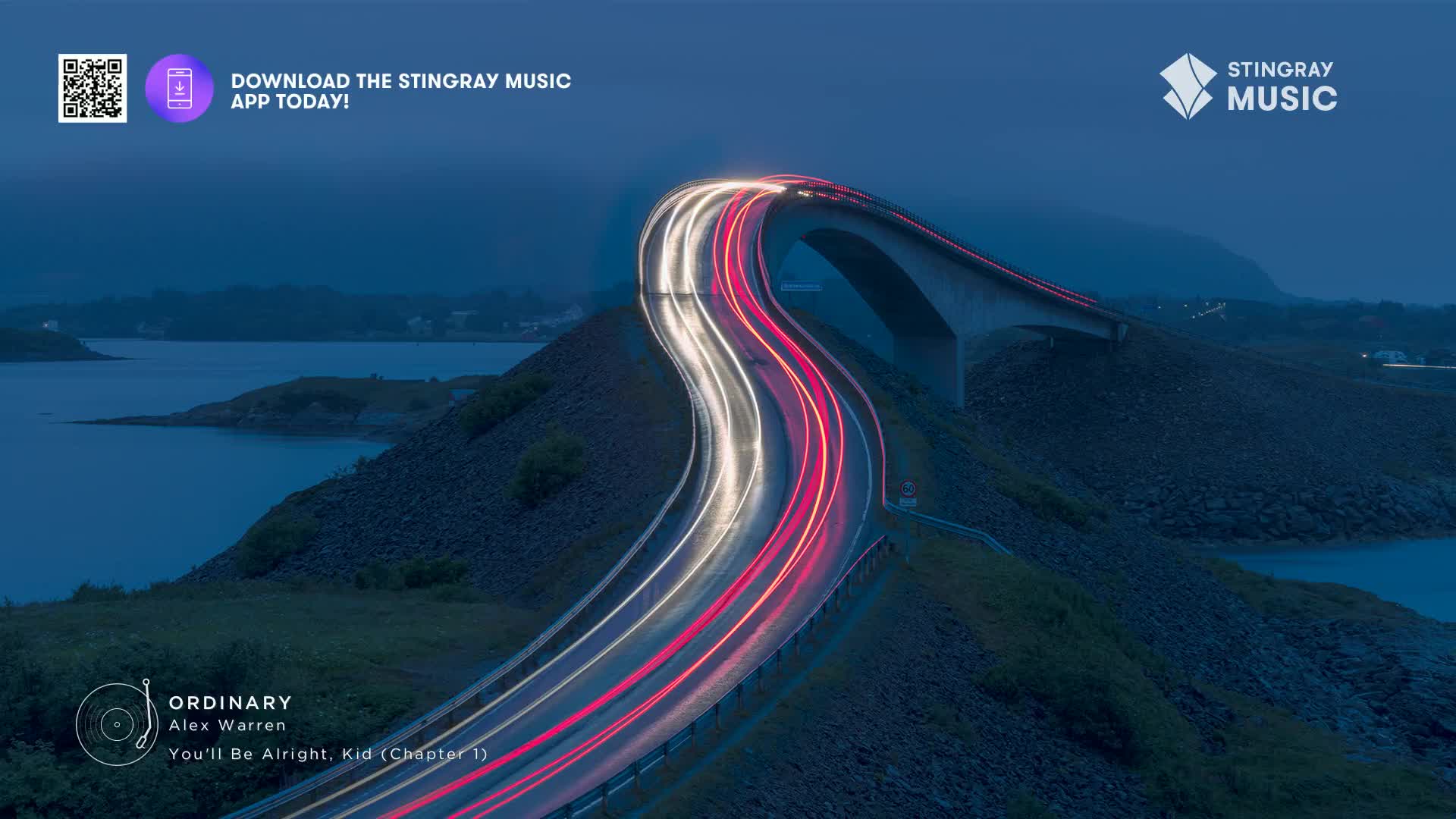 Cars are streaking across the bridge, leaving trails of white and red light against the twilight sky. The Stingray Hit List is playing, and this Canadian highway feels like the perfect soundtrack.