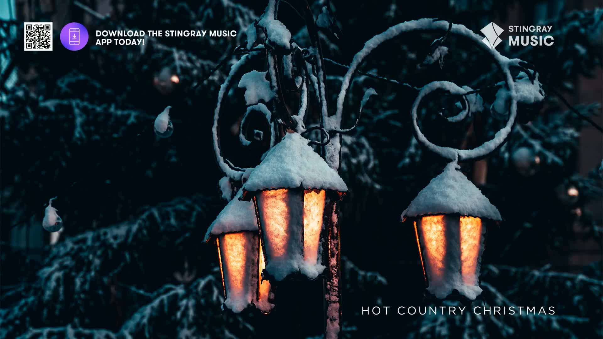 Snow-covered lanterns glow warmly against a backdrop of dark evergreen branches. The Stingray Hot Country Christmas message is clear, inviting listeners to enjoy the season.
Snow-covered lanterns glow warmly against a backdrop of dark evergreen branches. The Stingray Hot Country Christmas message is clear, inviting listeners to enjoy the season.