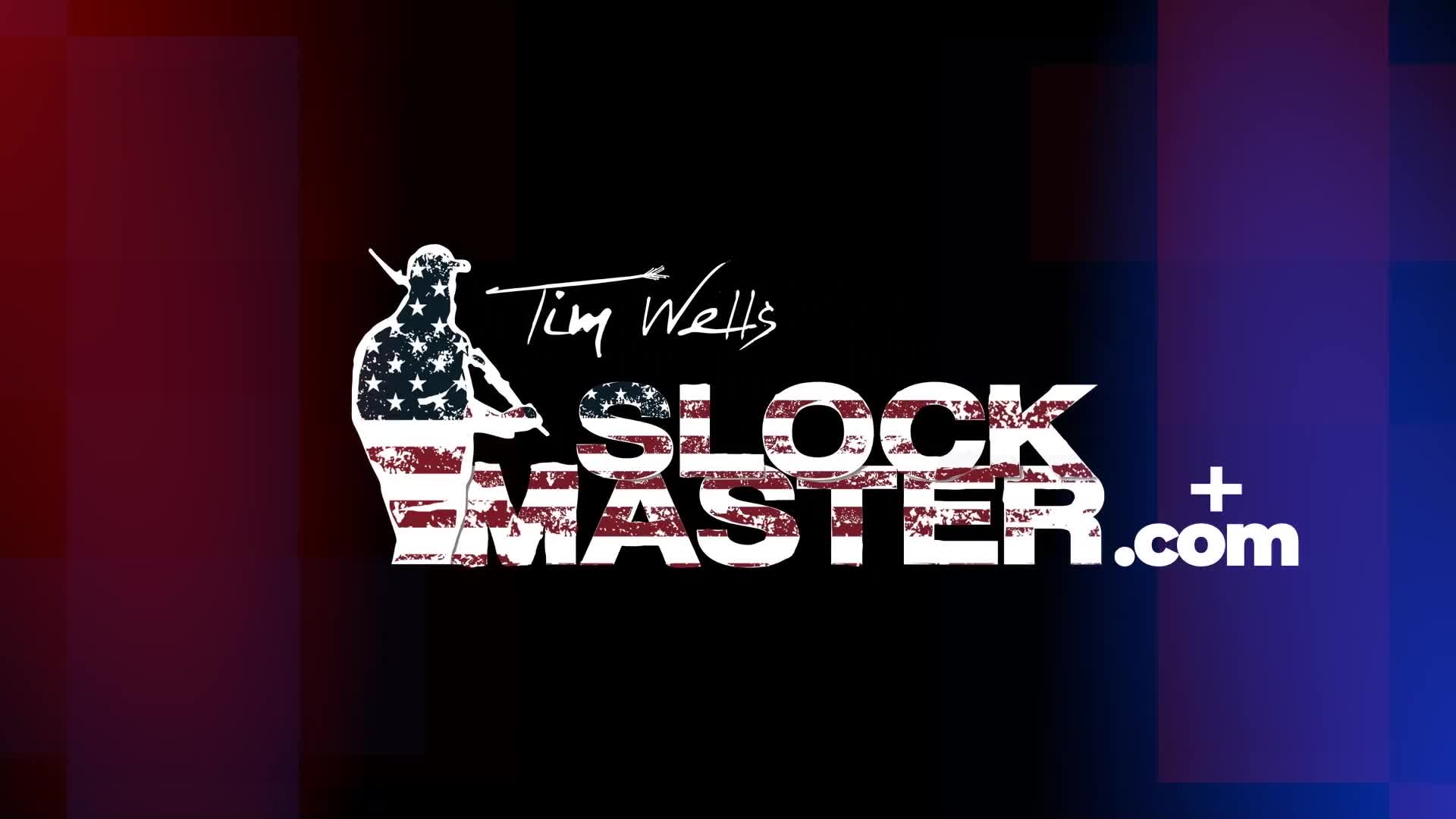 The "Tim Wells' SLOCKMASTER.com" logo appears on screen, featuring an archer silhouetted against the American flag. This graphic likely precedes a segment on Wild TV, a Canadian channel dedicated to outdoor pursuits.