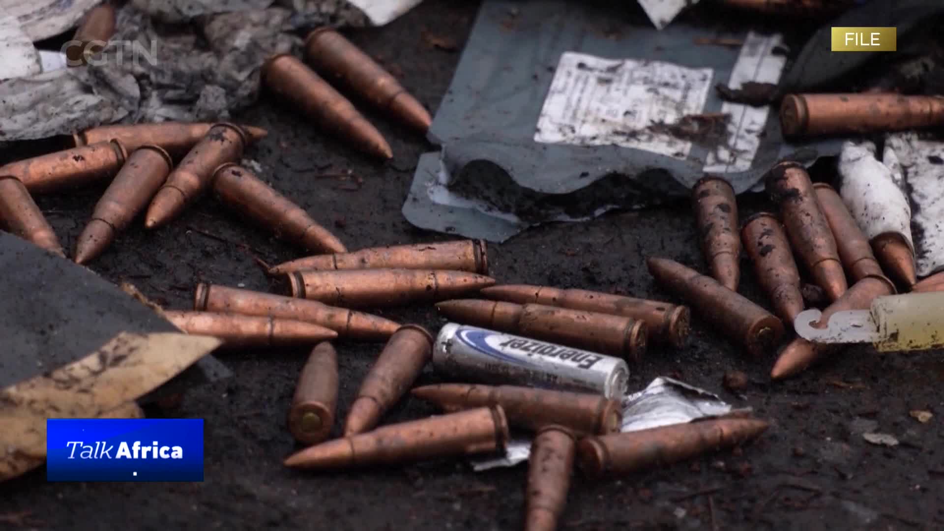 Scattered brass cartridges lie on the damp ground, some still in clusters. A single Energizer battery rests among them, its blue and white label stark against the copper casings. Scattered brass cartridges lie on the damp ground, some still in clusters. A single Energizer battery rests among them, its blue and white label stark against the copper casings.