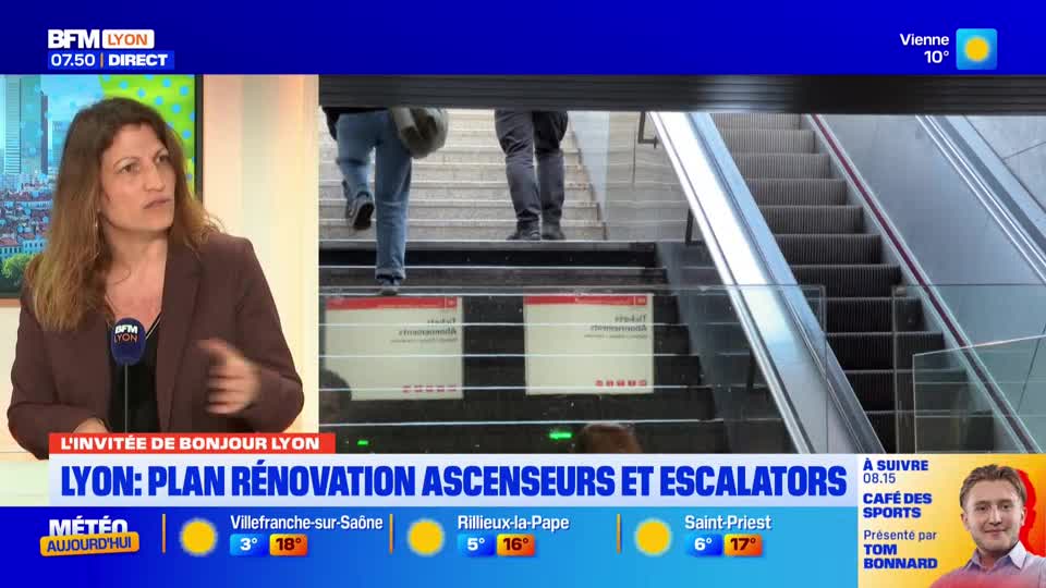 Two people ascend a wide, grey escalator, their legs moving rhythmically. Below them, a set of stairs is flanked by glass panels displaying white signs with red lettering. Two people ascend a wide, grey escalator, their legs moving rhythmically. Below them, a set of stairs is flanked by glass panels displaying white signs with red lettering.