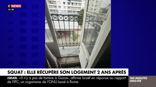 A window is open, framing a balcony with a wrought-iron railing. The CNews logo and text at the bottom suggest the image is part of a news report.
