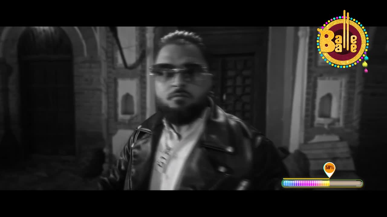 A man in sunglasses and a leather jacket stands in front of an ornate doorway. The Balle Balle logo hovers above him.