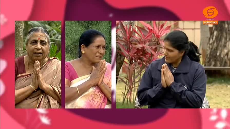 Three women, each with hands pressed together in greeting, appear in separate frames on a screen. The DD Chandana logo is visible in the top right corner.