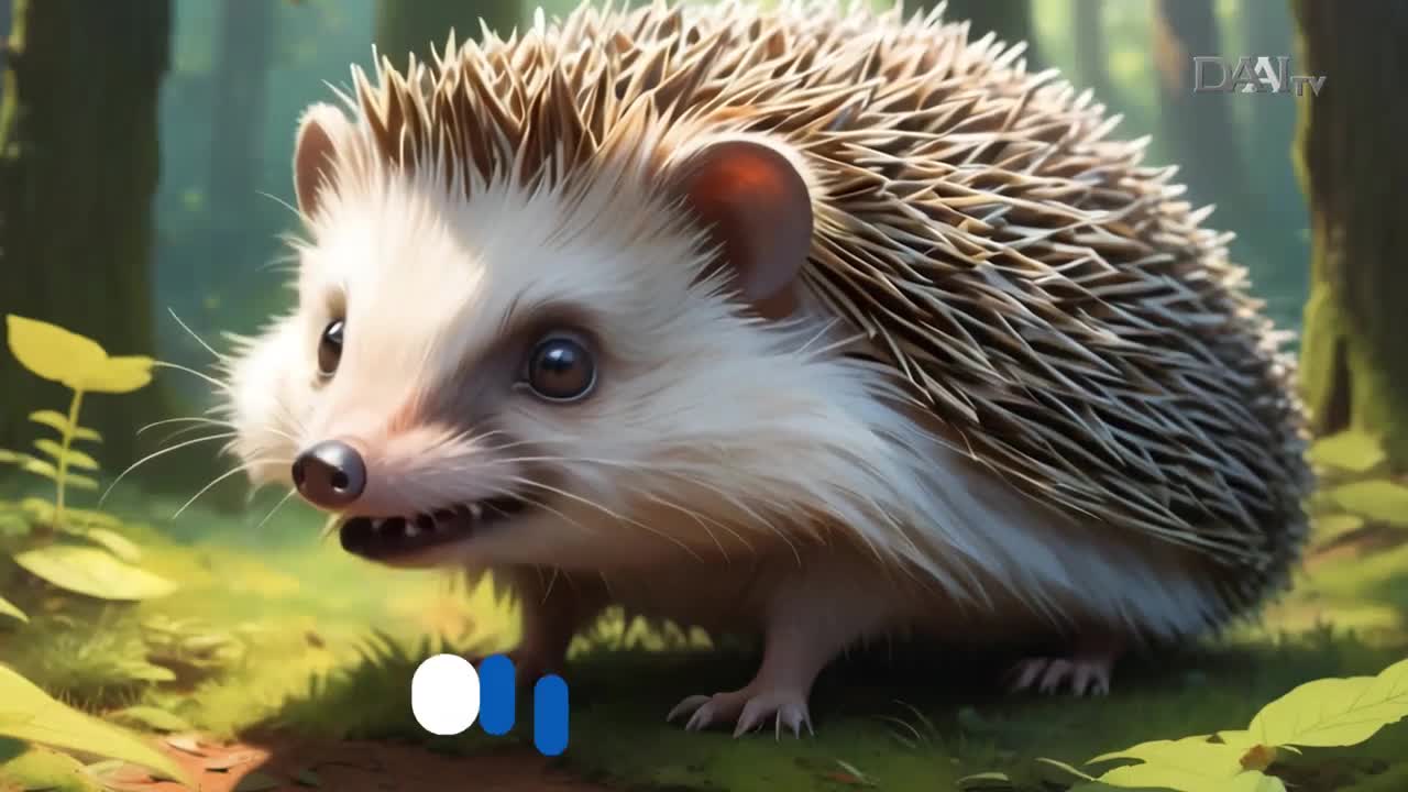 A hedgehog with a curious expression sits in the grass, its quills bristling. The DAAI TV logo is visible in the corner, suggesting it's a segment from Indonesia.
