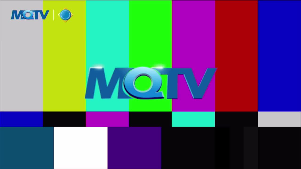 The MQTV logo floats over a test pattern of vertical colored bars. It looks like the broadcast is about to start in Indonesia. The MQTV logo floats over a test pattern of vertical colored bars. It looks like the broadcast is about to start in Indonesia.