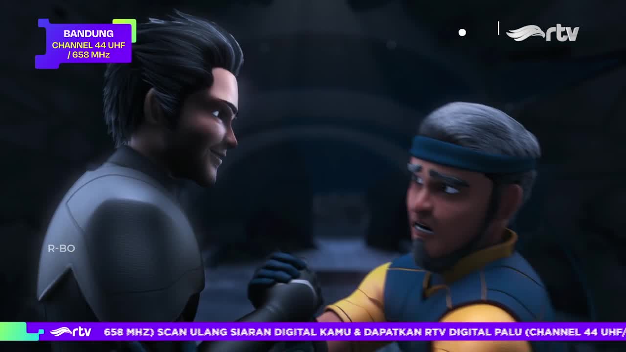 A man in a dark suit smiles at another man, who looks surprised as they shake hands. The logo for Rajawali TV is visible in the corner, indicating a broadcast from Bandung, Indonesia.
