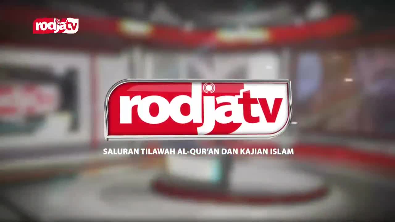 The Rodja TV logo, a red and white rectangle, dominates the screen. Below, the Indonesian words promise "Saluran Tilawah Al-Qur'an dan Kajian Islam."
