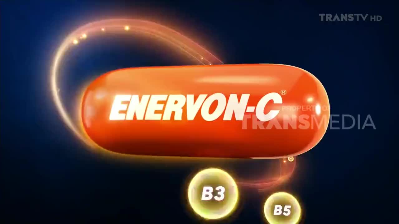 An orange capsule with "ENERVON-C" in white lettering dominates the screen, framed by a glowing arc. Below, two small, luminous circles display the letters "B3" and "B5."
