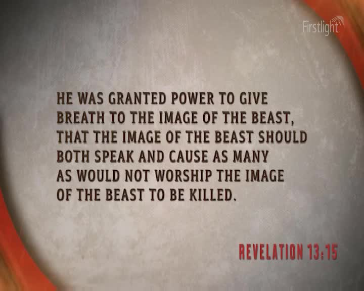 Bold text, in a simple sans-serif font, stands out against a textured, grey background. The Firstlight logo is in the top right corner, and the passage from Revelation is clearly visible.
