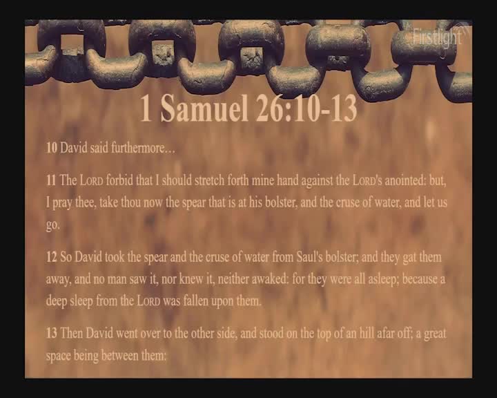 The text from 1 Samuel is displayed, with the "Firstlight" logo in the top right corner. A chain design frames the top of the text.
